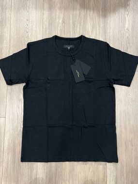 rag & bone Classic Flame T-Shirt Mens LARGE Black Short Sleeve Crew Neck NWT $98